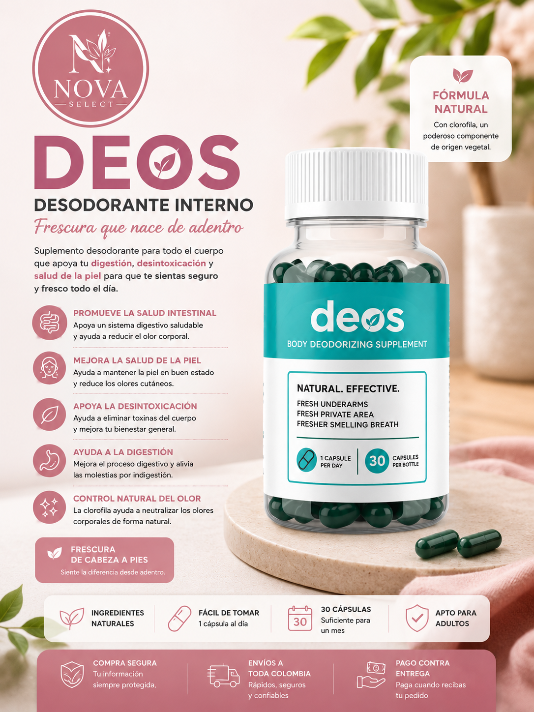 DEOS – DESODORANTE INTERNO NATURAL (30 Cápsulas)