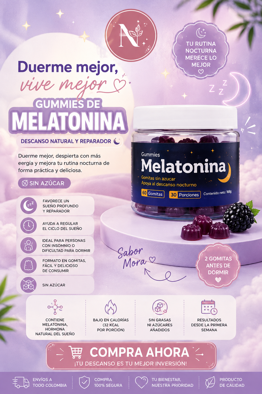 GOMITAS DE MELATONINA SIN AZUCAR - DESCANSA MEJOR