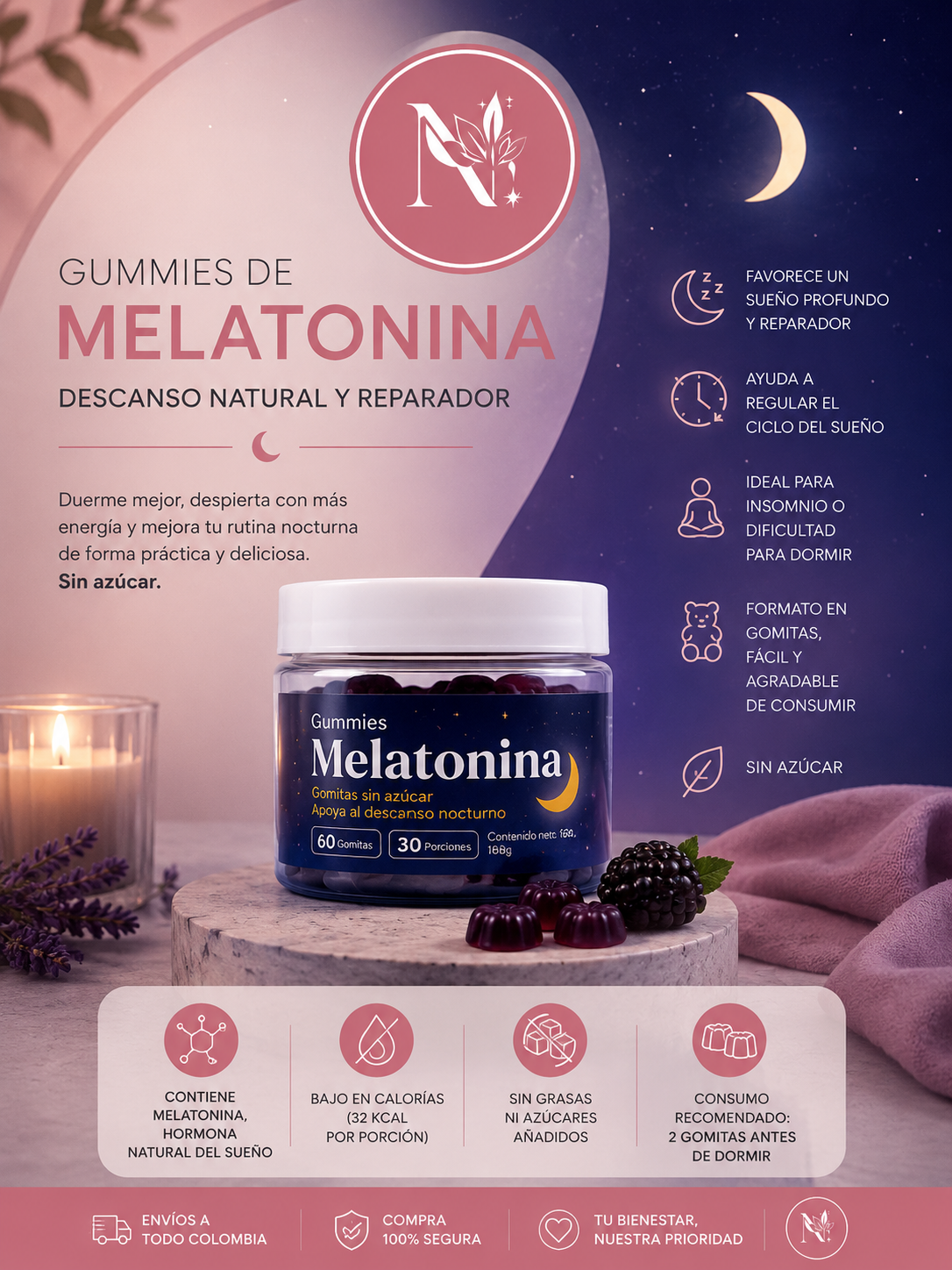 GOMITAS DE MELATONINA SIN AZUCAR - DESCANSA MEJOR