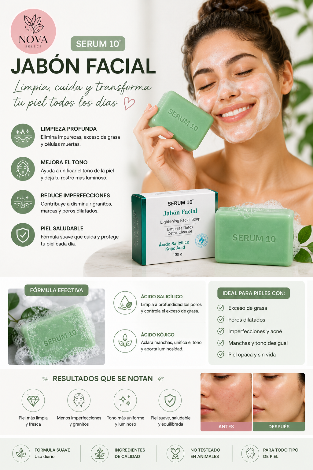 JABÓN FACIAL DETOX - SERUM 10® – Ácido Salicílico y Kójico