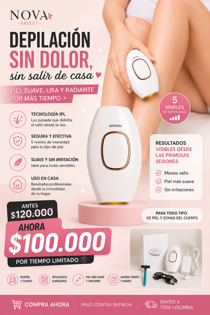 Depiladora Láser IPL Profesional – Disfruta una Piel Suave por Más Tiempo ✨