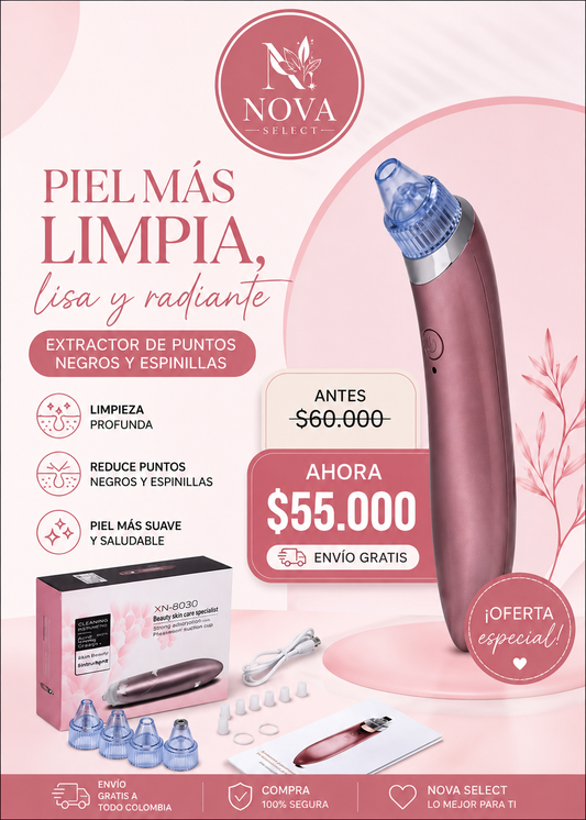 ✨ Limpiador Facial de Poros al Vacío Recargable USB
