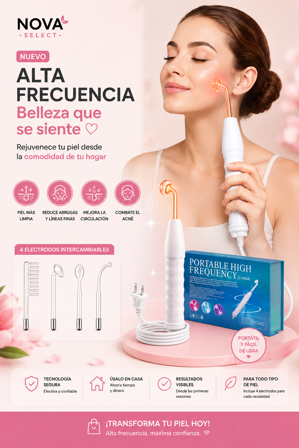 MASAJEADOR FACIAL DE ALTA FRECUENCIA
