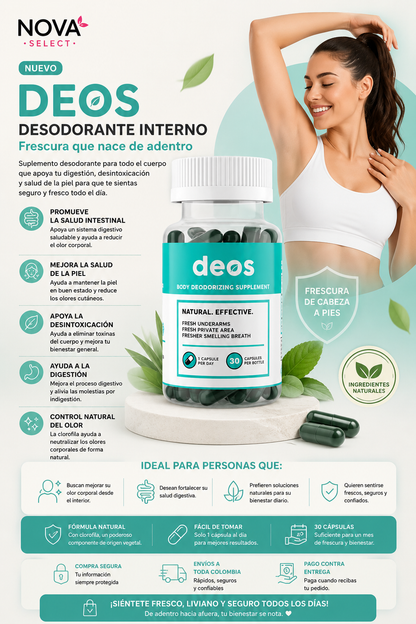 DEOS – DESODORANTE INTERNO NATURAL (30 Cápsulas)