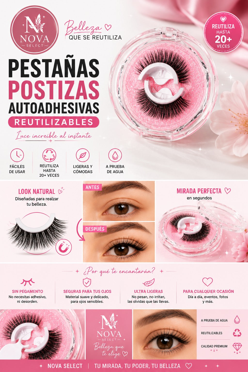 Pestañas Postizas Autoadhesivas Reutilizables | Nova Select