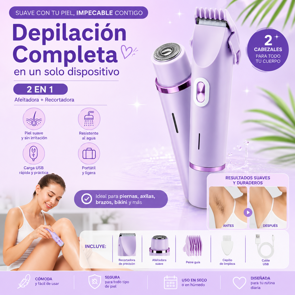 Maquina Depiladora 2 en 1 Corp